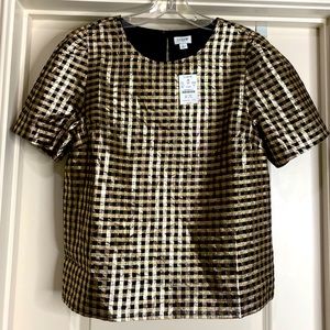 J Crew Metallic Plaid Top